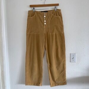 Veronica Beard Crosbie Wide Crop Corduroy Pant Camel Tan High Rise Button Fly 29